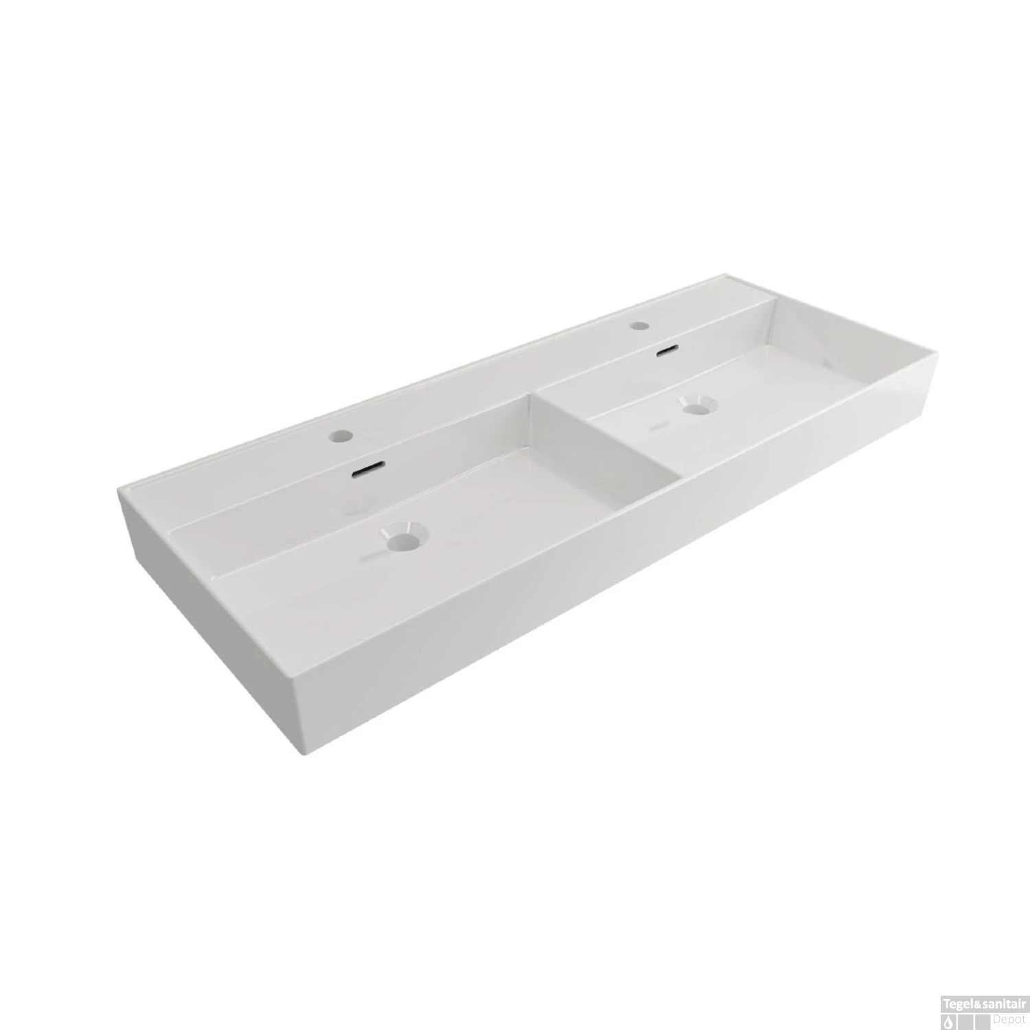 Wastafel Dubbel Plieger Kansas 2 Kraangaten 120x46,6 Cm Met Overloop Wit 1 Wastafel Dubbel Plieger Kansas 2 Kraangaten 120x46,6 Cm Met Overloop Wit