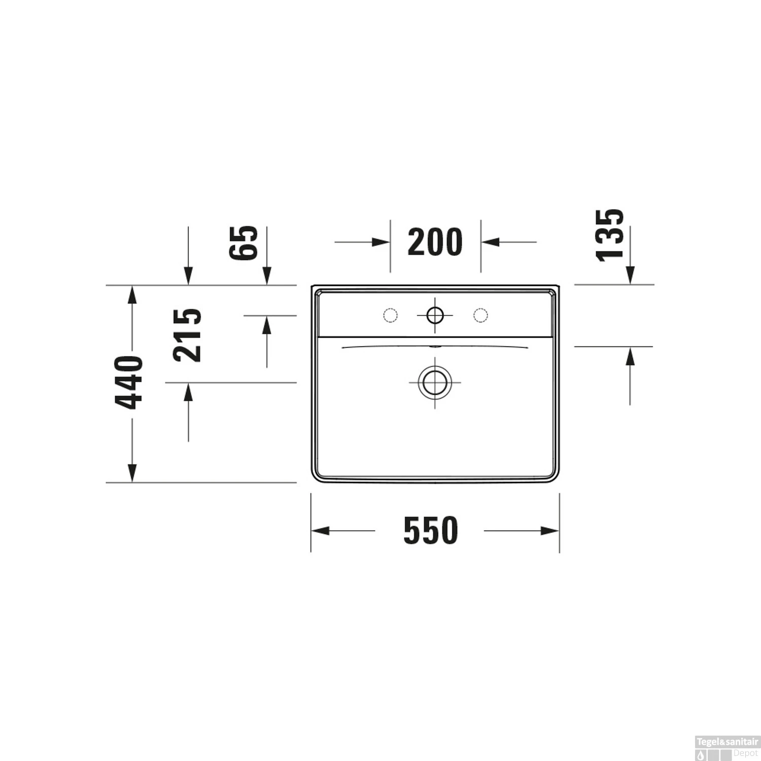Wastafel Duravit D-Neo Met Overloop Kraanvlak 1 Kraangat 55 Cm Hoogglans Wit - Afbeelding 4