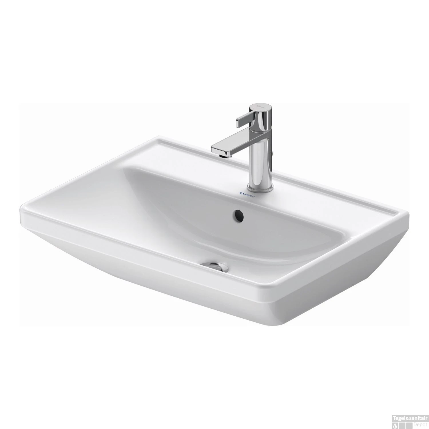 Wastafel Duravit D-Neo Met Overloop Kraanvlak 1 Kraangat 60 Cm Hoogglans Wit