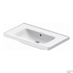 Wastafel Duravit D-Neo Met Rand Overloop Kraanvlak Zonder Kraangat 80 Cm Hoogglans Wit