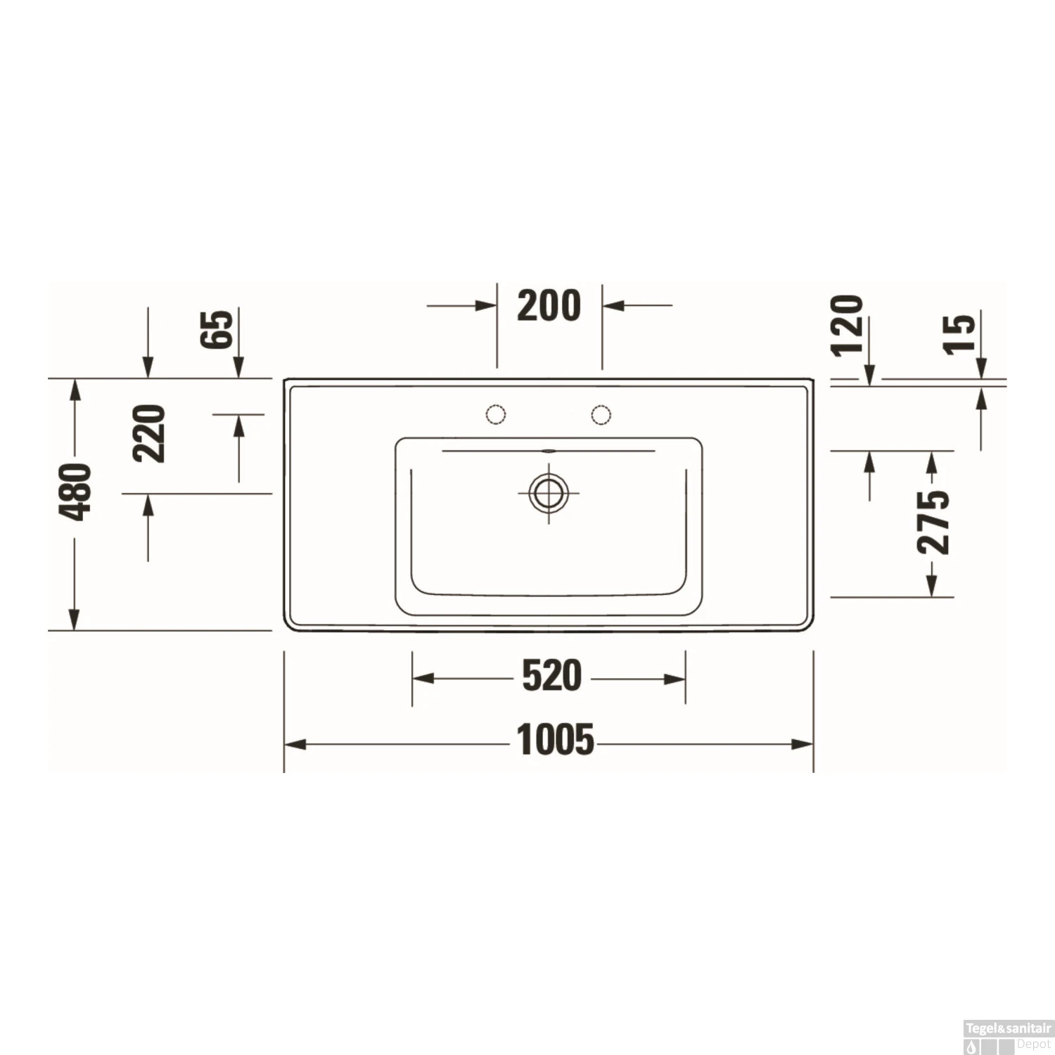 Wastafel Duravit D-Neo WonderGliss Met Overloop Kraanvlak Zonder Kraangat 100.5 Cm Hoogglans Wit 3 Wastafel Duravit D-Neo WonderGliss Met Overloop Kraanvlak Zonder Kraangat 100.5 Cm Hoogglans Wit - Afbeelding 3