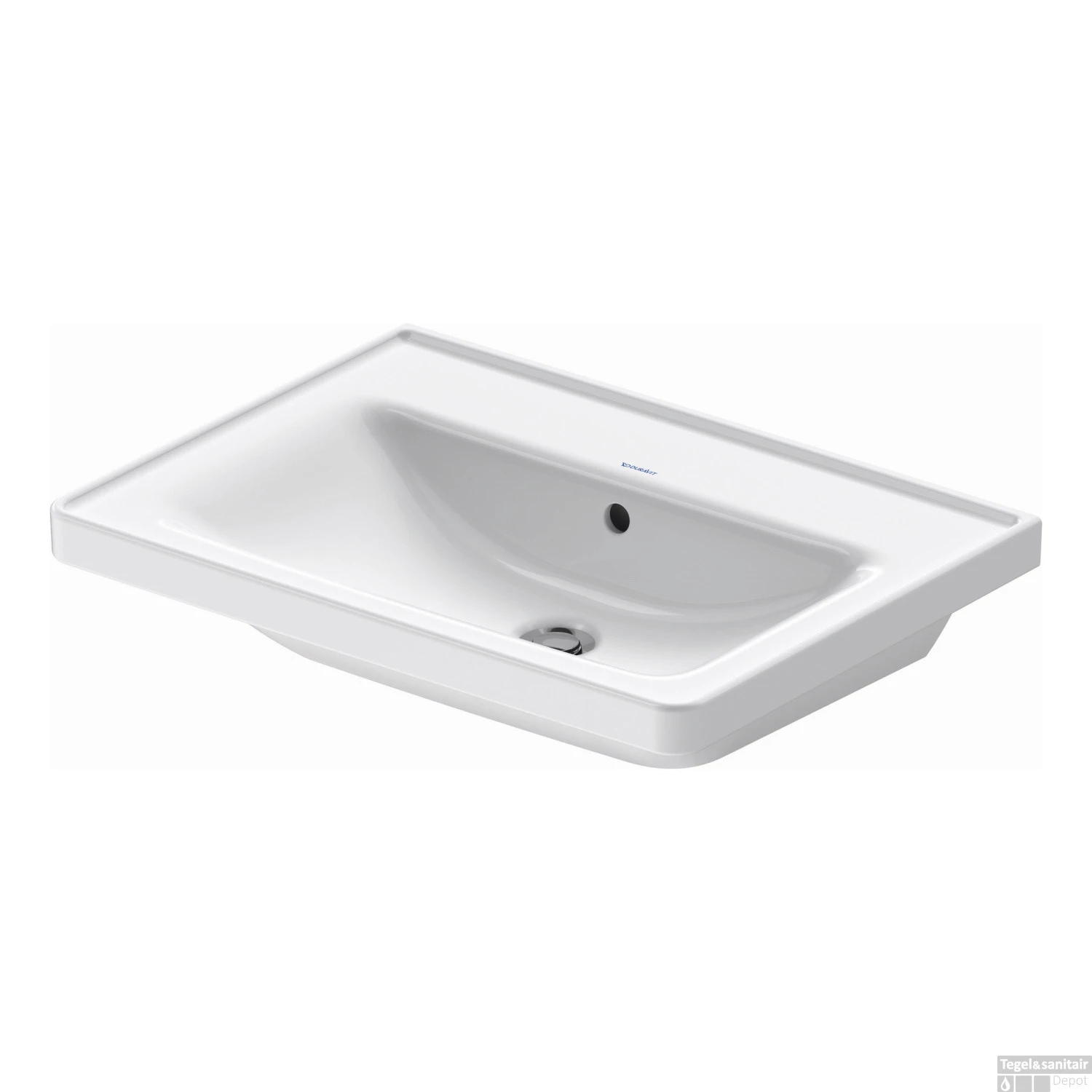 Wastafel Duravit D-Neo WonderGliss Met Rand Overloop Kraanvlak Zonder Kraangat 65 Cm Hoogglans Wit