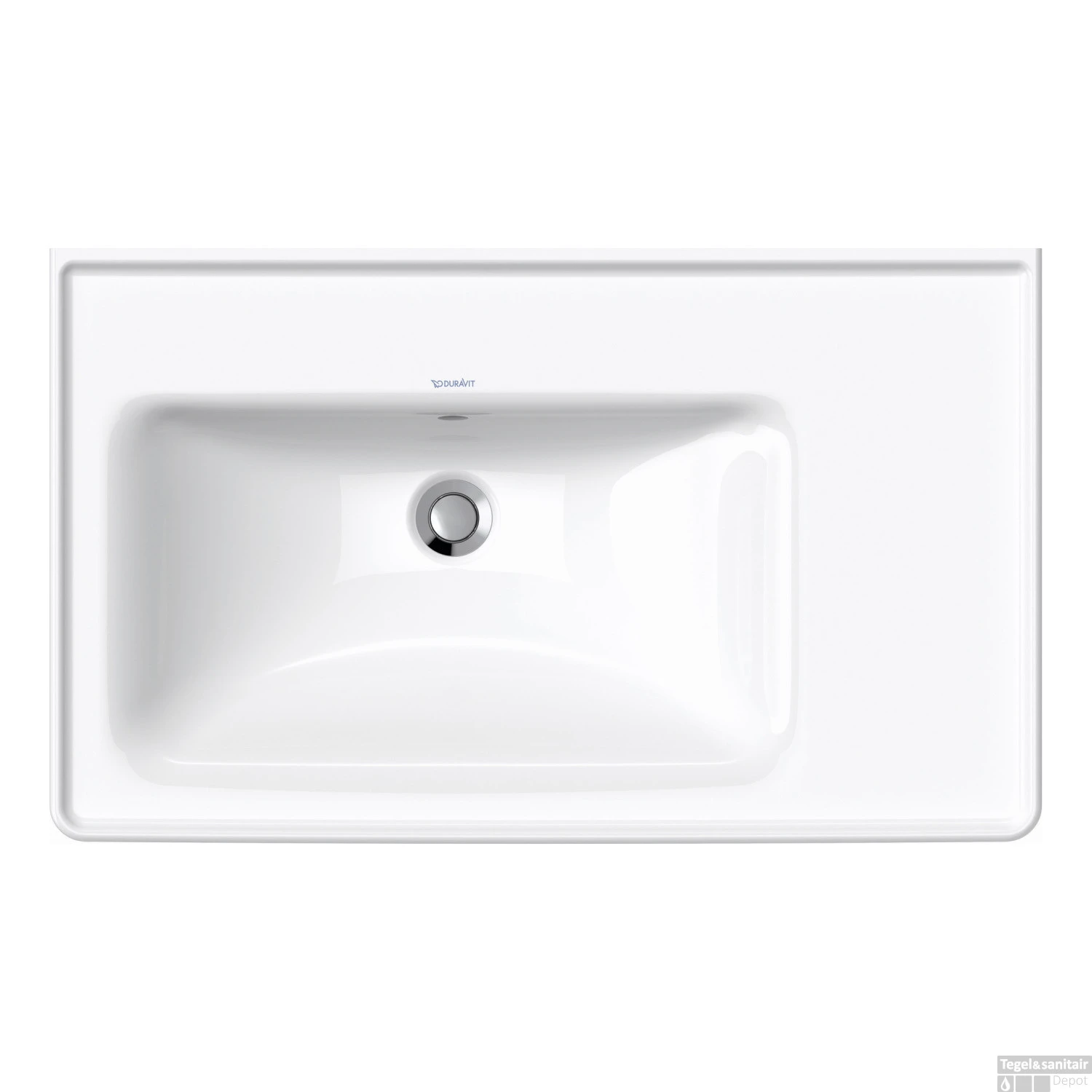 Wastafel Duravit D-Neo WonderGliss Rand Overloop Kraanvlak Zonder Kraangat 80 Cm Hoogglans Wit Links - Afbeelding 2