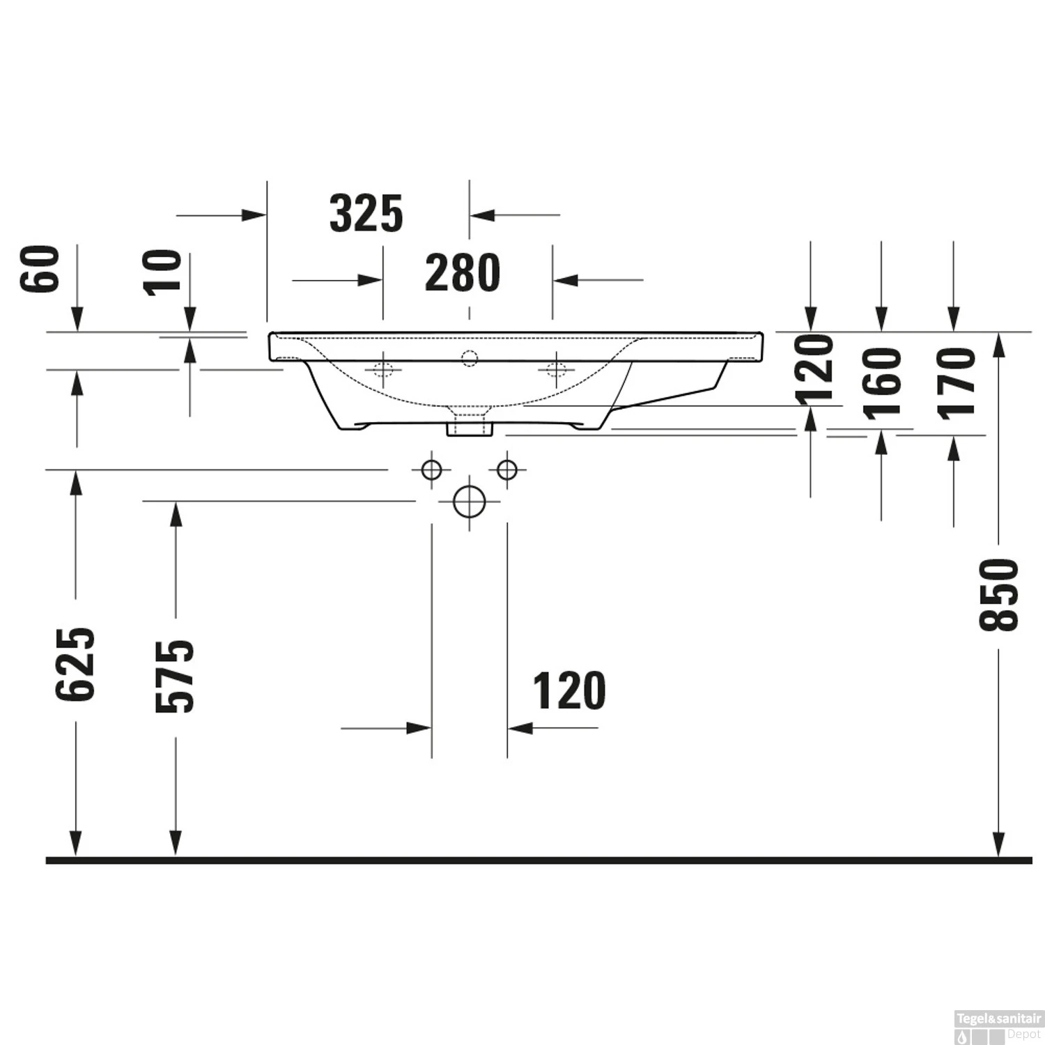 Wastafel Duravit D-Neo WonderGliss Rand Overloop Kraanvlak Zonder Kraangat 80 Cm Hoogglans Wit Links - Afbeelding 4