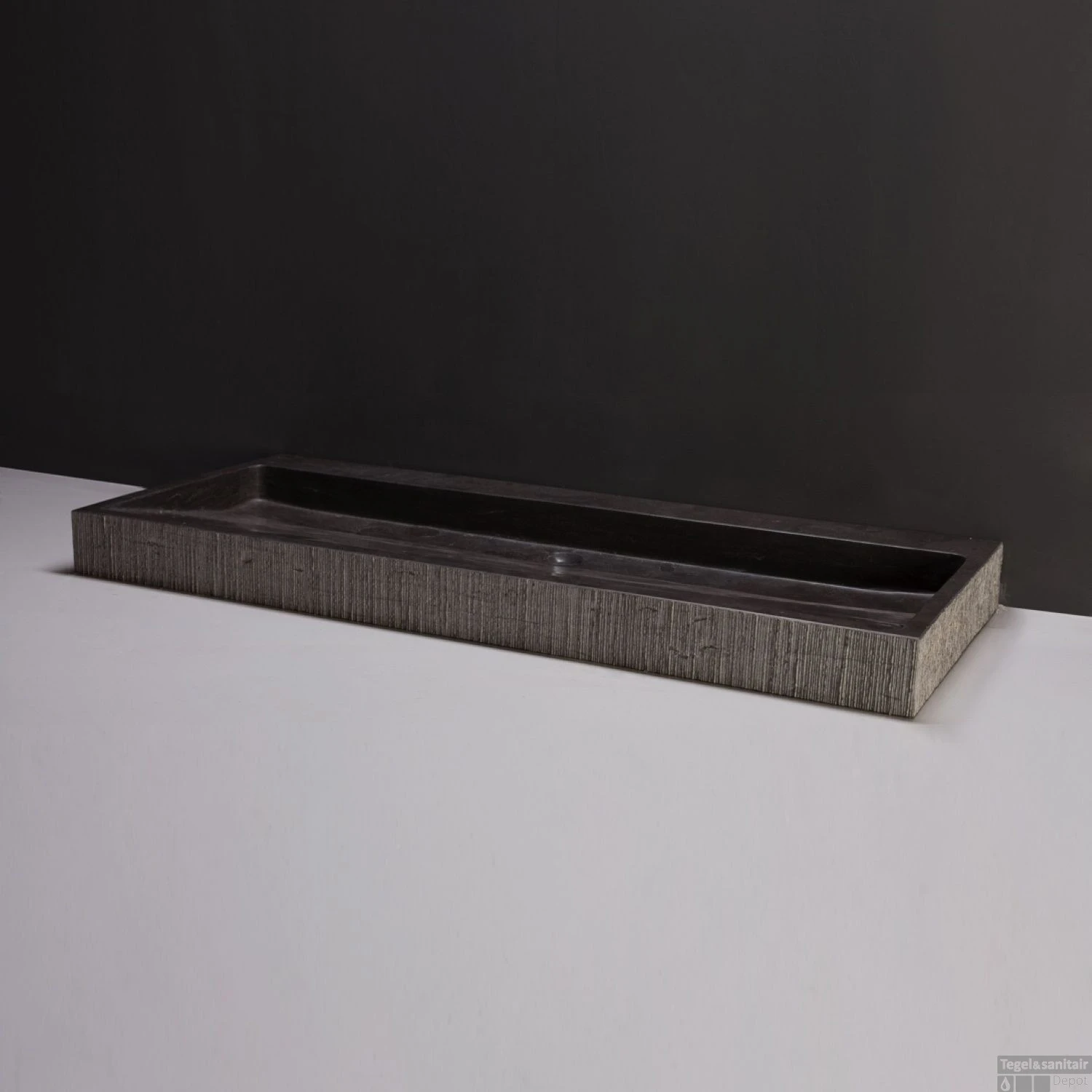 Wastafel Forzalaqua Oslo Hardsteen Gefrijnd 2 Kraangaten Antraciet 120,5x51,5x9 Cm