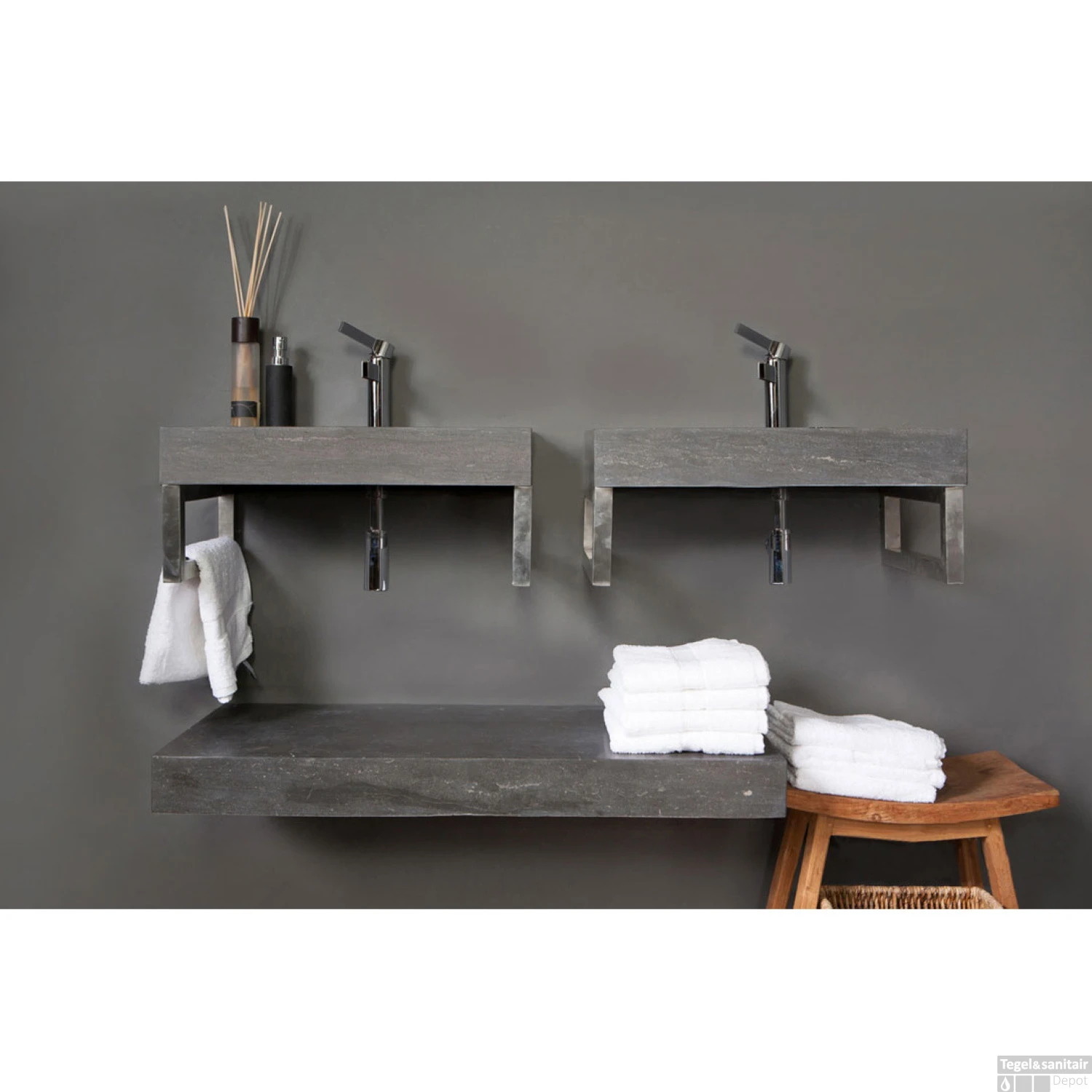 Wastafel Forzalaqua Oslo Hardsteen Gezoet Met Kraangat 80,5x51,5x9,5 Cm 2 Wastafel Forzalaqua Oslo Hardsteen Gezoet Met Kraangat 80,5x51,5x9,5 Cm - Afbeelding 2