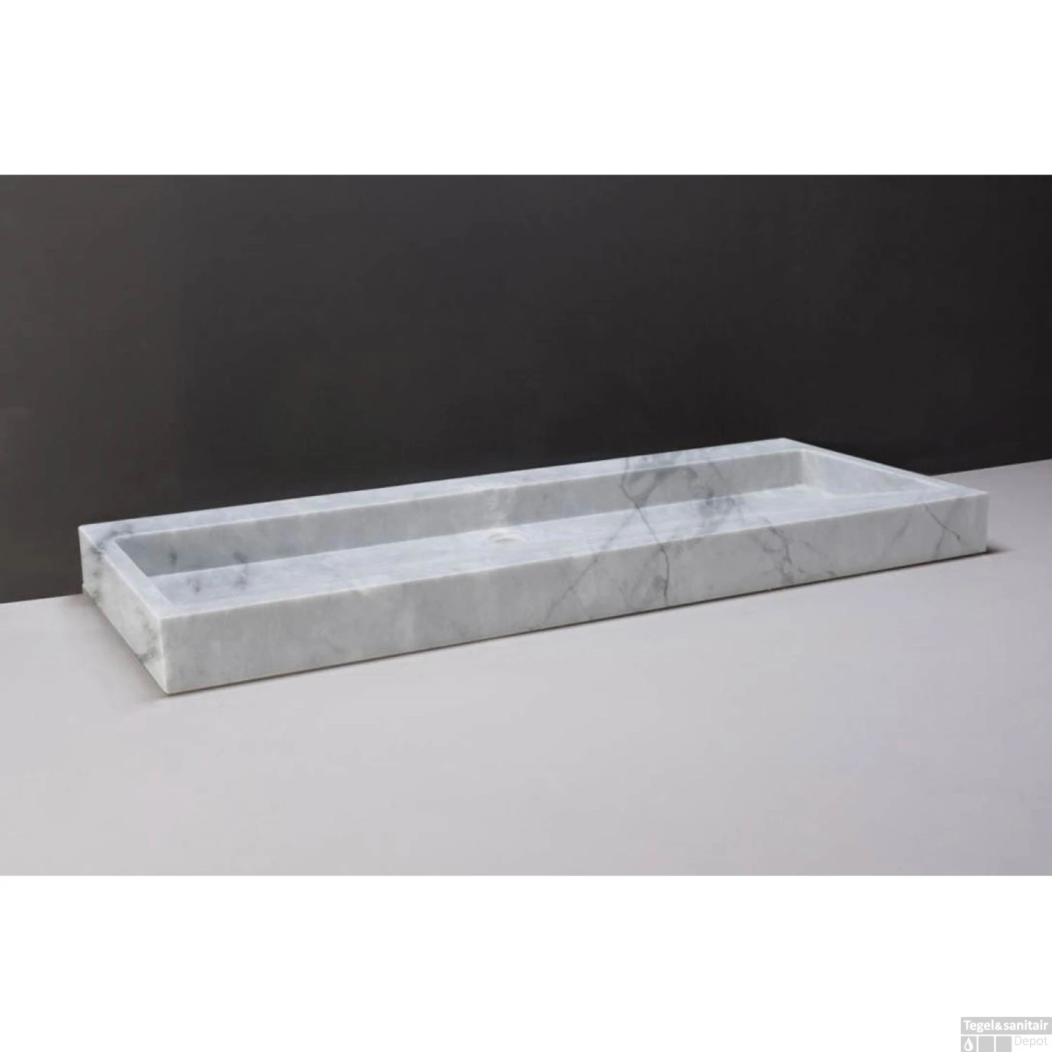 Wastafel Forzalaqua Palermo Carrara Gepolijst 120,5x51,5x9 Cm Inclusief Kraangat