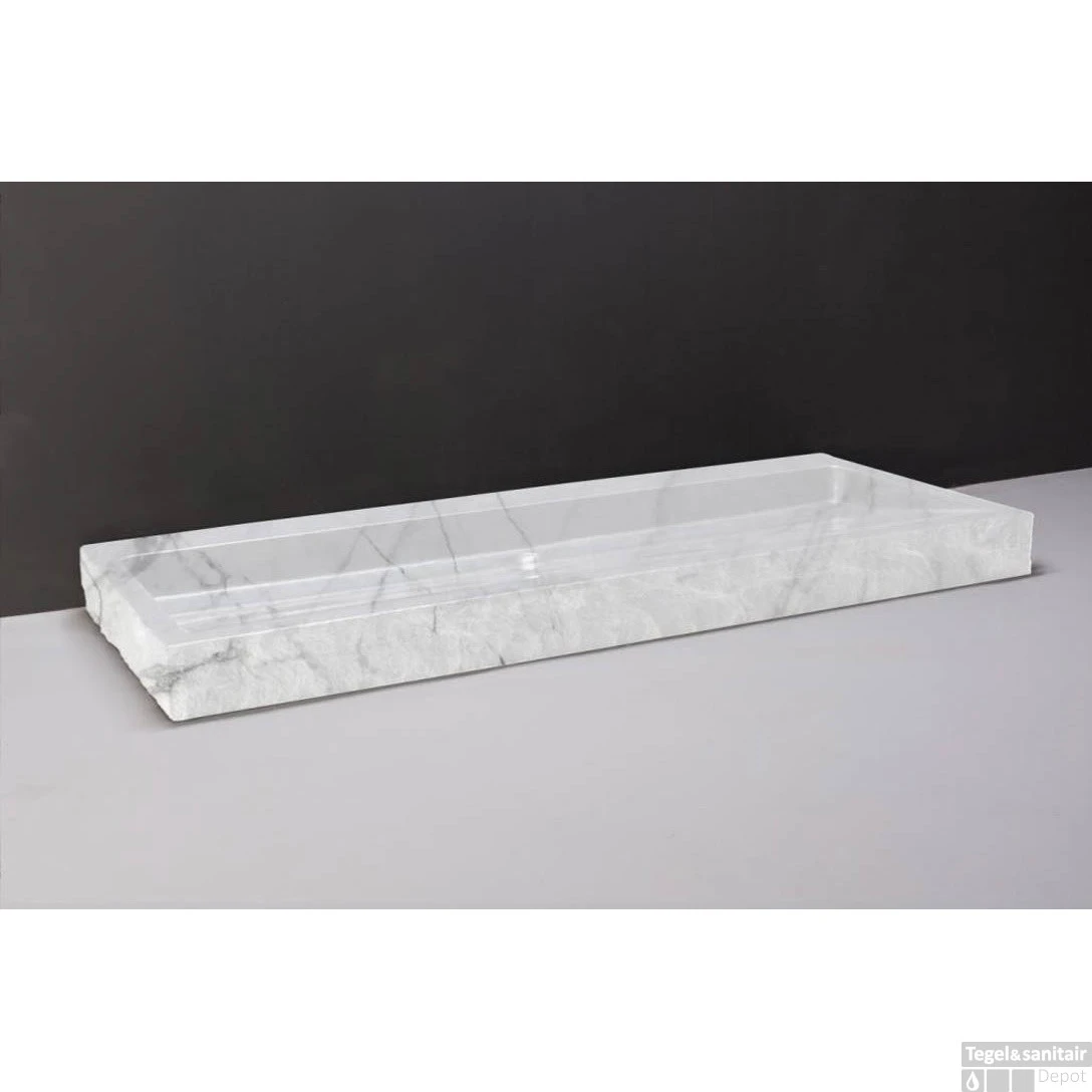 Wastafel Forzalaqua Palermo Carrara Gepolijst & Gekapt 100,5x51,5x9 Cm Inclusief Kraangat