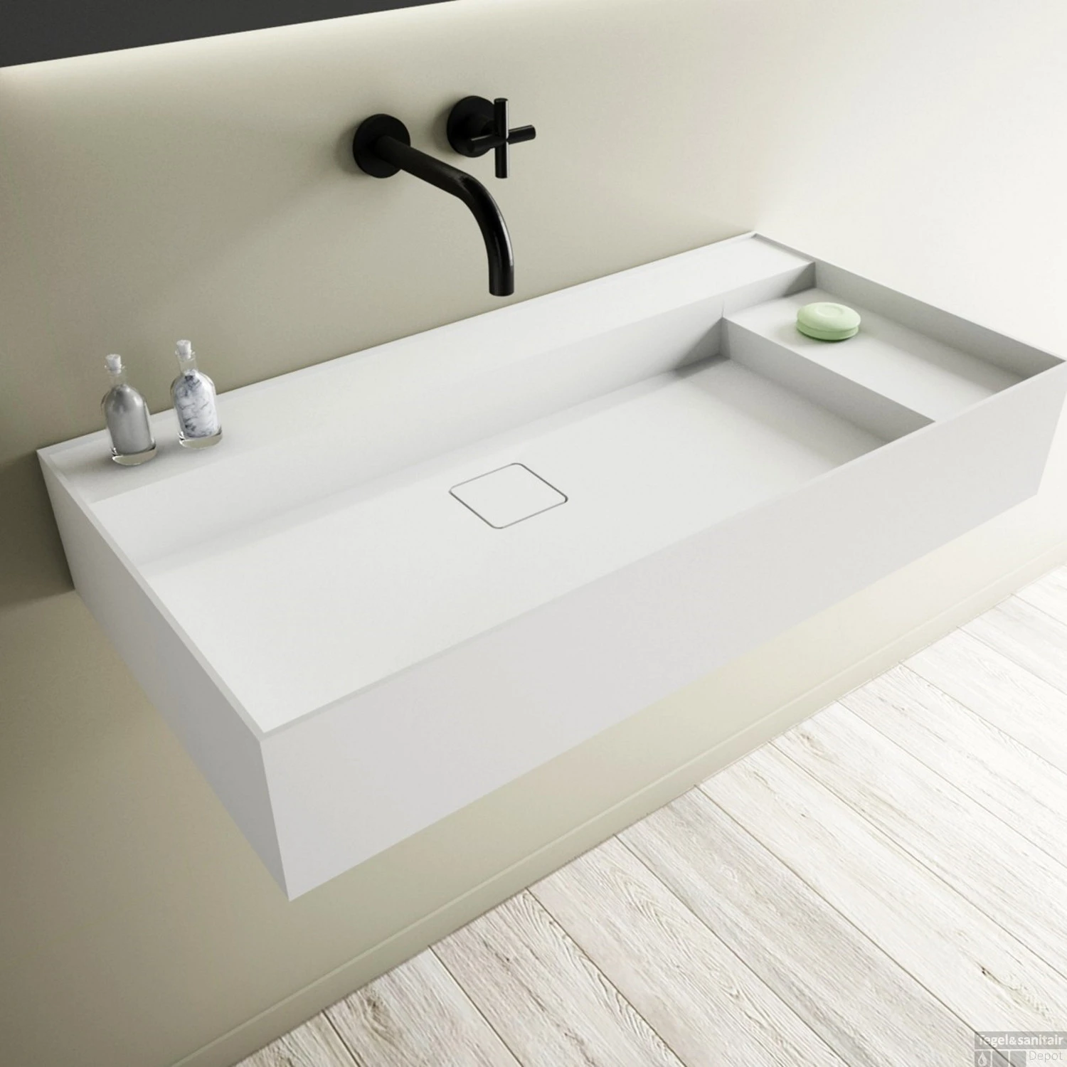 Wastafel Ideavit Solidbliss 90x45x16 Cm Solid Surface 1 Plateau Mat Wit