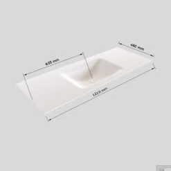 Badkamermeubel Solid Surface BWS Oslo 120x46 Cm Midden Wood Dark Brown (met 1 Kraangat) -Duravit Verkoop wastafel midden 120 cm tech 7