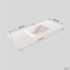 Badkamermeubel Solid Surface BWS Stockholm 60x46 Cm Wood Dark Brown (1 Kraangat) -Duravit Verkoop wastafel midden 60 cm tech 17