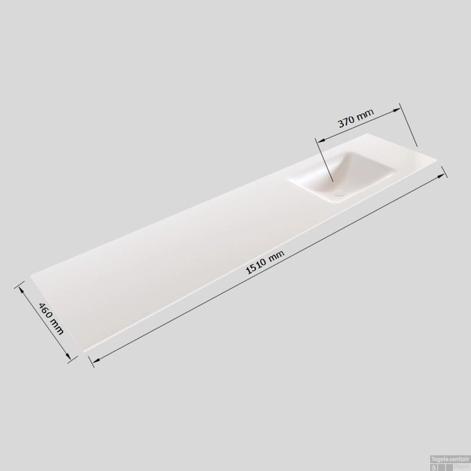 Badkamermeubel Solid Surface BWS Oslo 150x45 Cm Mat Zwart Urban Rechts (0 Kraangaten) 6 Badkamermeubel Solid Surface BWS Oslo 150x45 Cm Mat Zwart Urban Rechts (0 Kraangaten) - Afbeelding 6