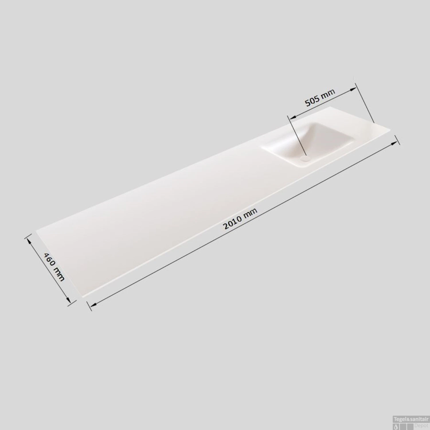 Badkamermeubel Solid Surface BWS Oslo 200x46 Cm Mat Antraciet Wasbak Rechts (0 Kraangaten, 4 Lades) 6 Badkamermeubel Solid Surface BWS Oslo 200x46 Cm Mat Antraciet Wasbak Rechts (0 Kraangaten, 4 Lades) - Afbeelding 6