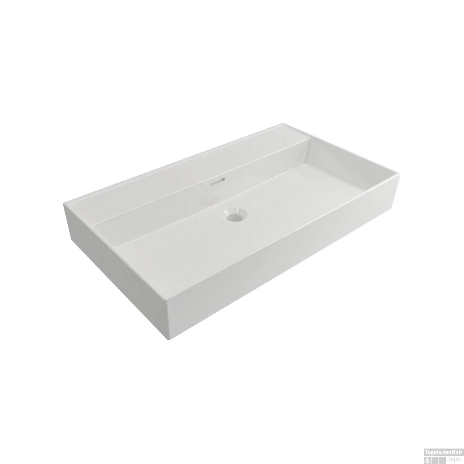 Wastafel Plieger Kansas Zonder Kraangat 80x46,6 Cm Met Overloop Mat Wit 1 Wastafel Plieger Kansas Zonder Kraangat 80x46,6 Cm Met Overloop Mat Wit