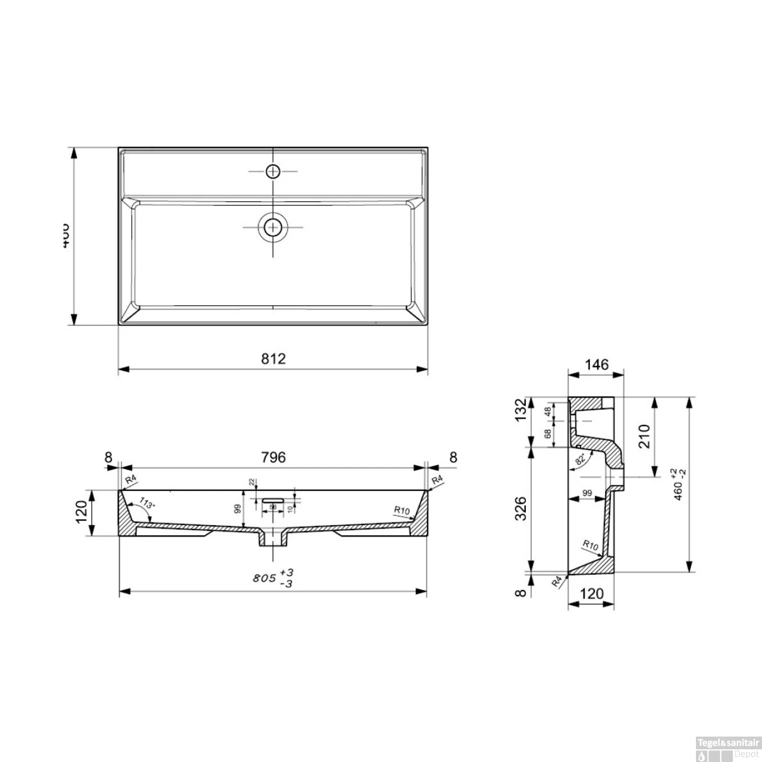 Wastafel Plieger Kansas Zonder Kraangat 80x46,6 Cm Met Overloop Mat Zwart 2 Wastafel Plieger Kansas Zonder Kraangat 80x46,6 Cm Met Overloop Mat Zwart - Afbeelding 2