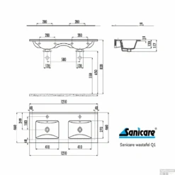 Wastafel Sanicare Dubbel Q1 Twee Kraangaten 120x45 Cm Keramisch Wit (exclusief Meubel) -Duravit Verkoop wastafel sanicare dubbel q1 twee kraangaten 120x46 cm keramisch wit tech