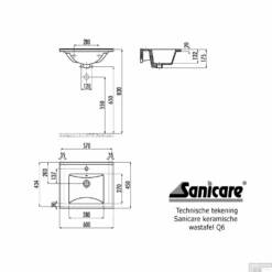 Wastafel Sanicare Q6 Inclusief Kraangat En Overloop 60x45cm Keramisch Wit (exclusief Meubel) -Duravit Verkoop wastafel sanicare q6 inclusief kraangat en overloop 60x45cm tech