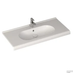 Wastafel Sanicare Q9 Inclusief Kraangat En Overloop 100x47cm Keramisch Wit (exclusief Meubel)