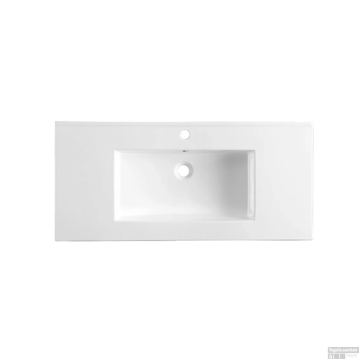 Wastafel Sanilux Classic 100x47x2,5 Cm Keramiek Wit (met Kraangat) - Afbeelding 2