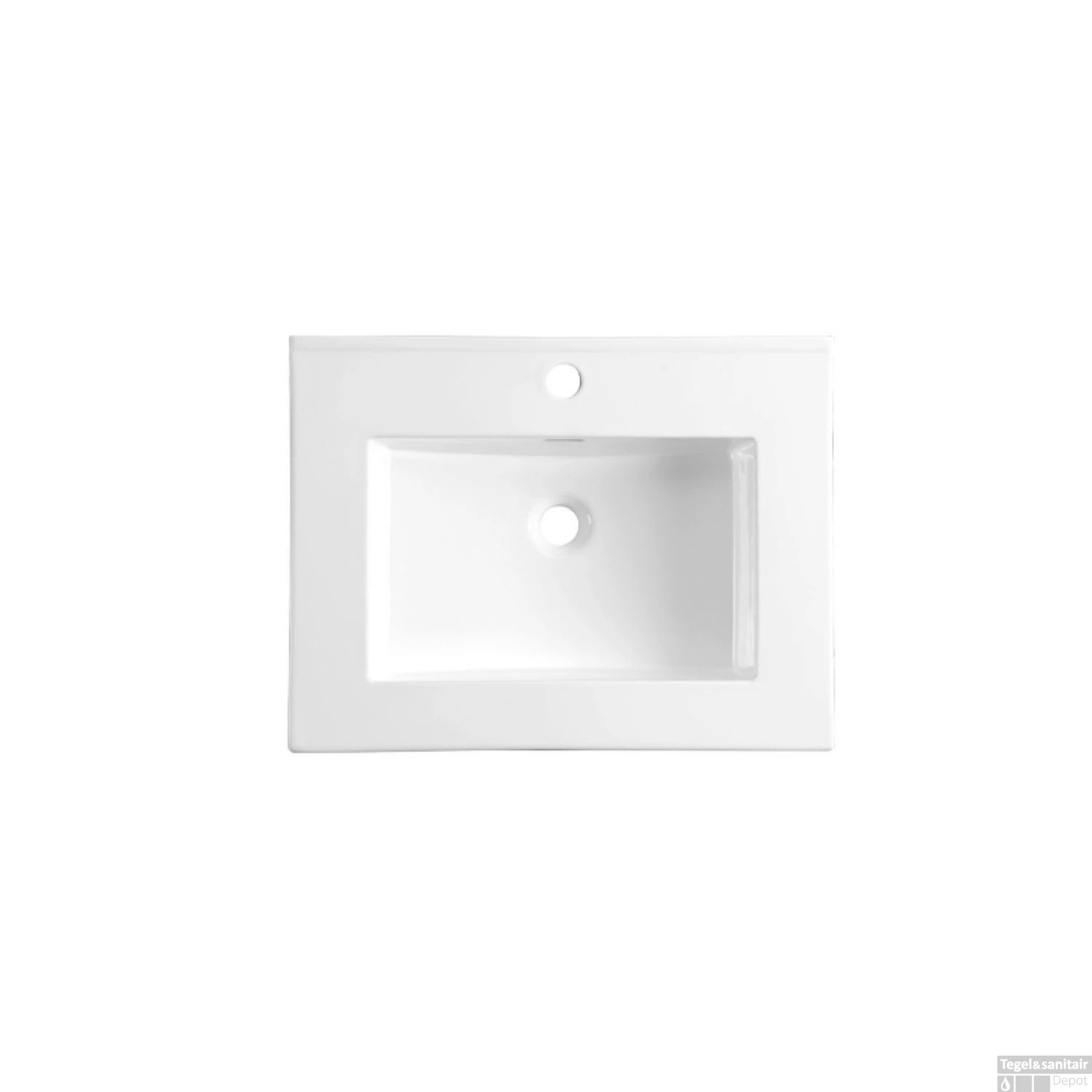 Wastafel Sanilux Classic 60x47x2,5 Cm Keramiek Wit (met Kraangat) - Afbeelding 2