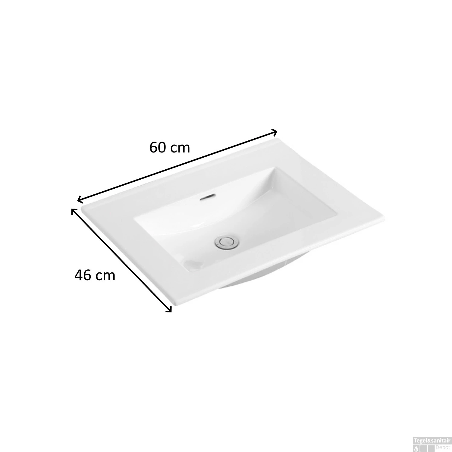 Wastafel Sanilux Classic 60x47x2,5 Cm Keramiek Wit (zonder Kraangat) - Afbeelding 3