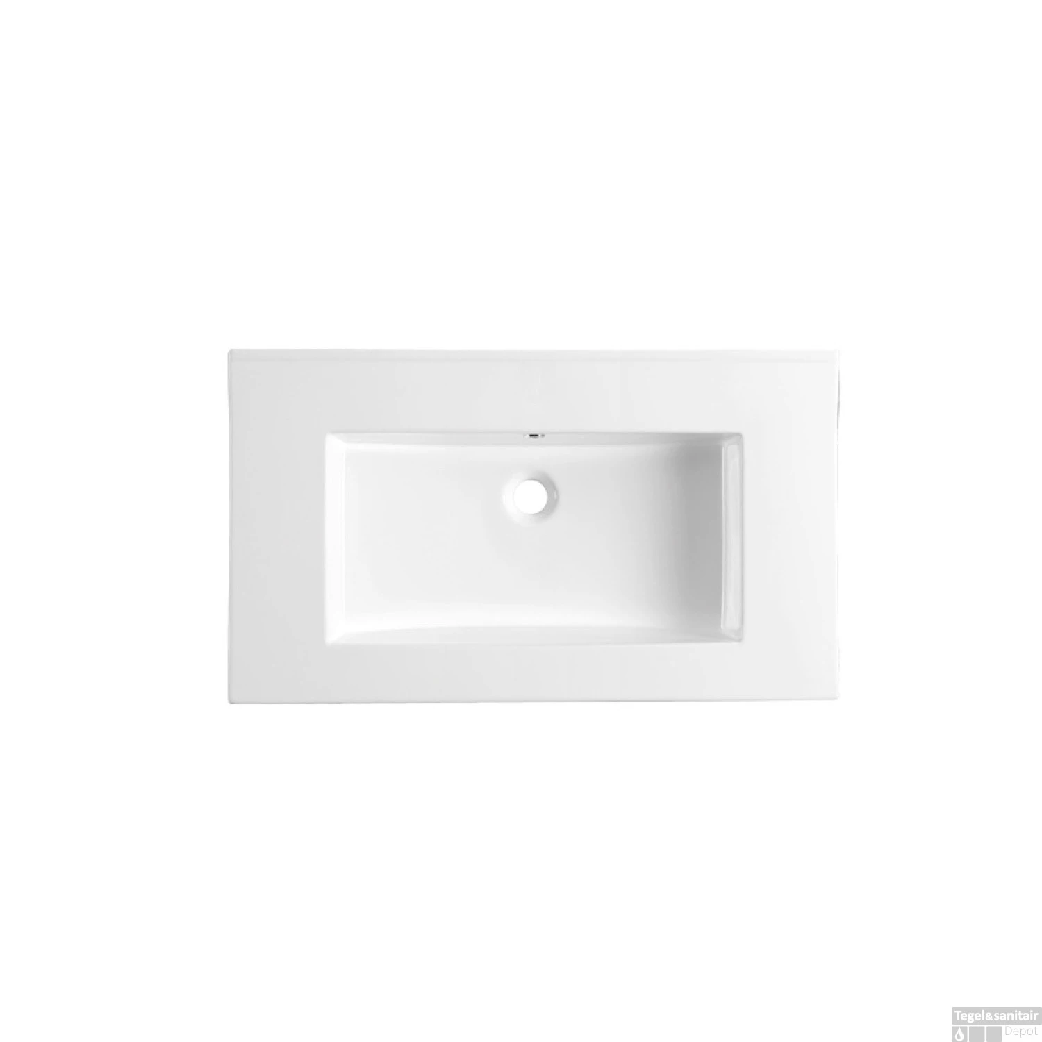 Wastafel Sanilux Classic 80x47x2,5 Cm Keramiek Wit (zonder Kraangat) - Afbeelding 2