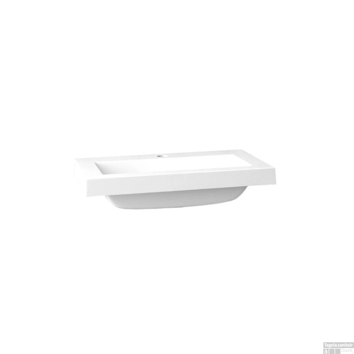 Wastafel Sanilux Compact Mineraalmarmer 1 Kraangat 60 Cm Wit 2 Wastafel Sanilux Compact Mineraalmarmer 1 Kraangat 60 Cm Wit - Afbeelding 2