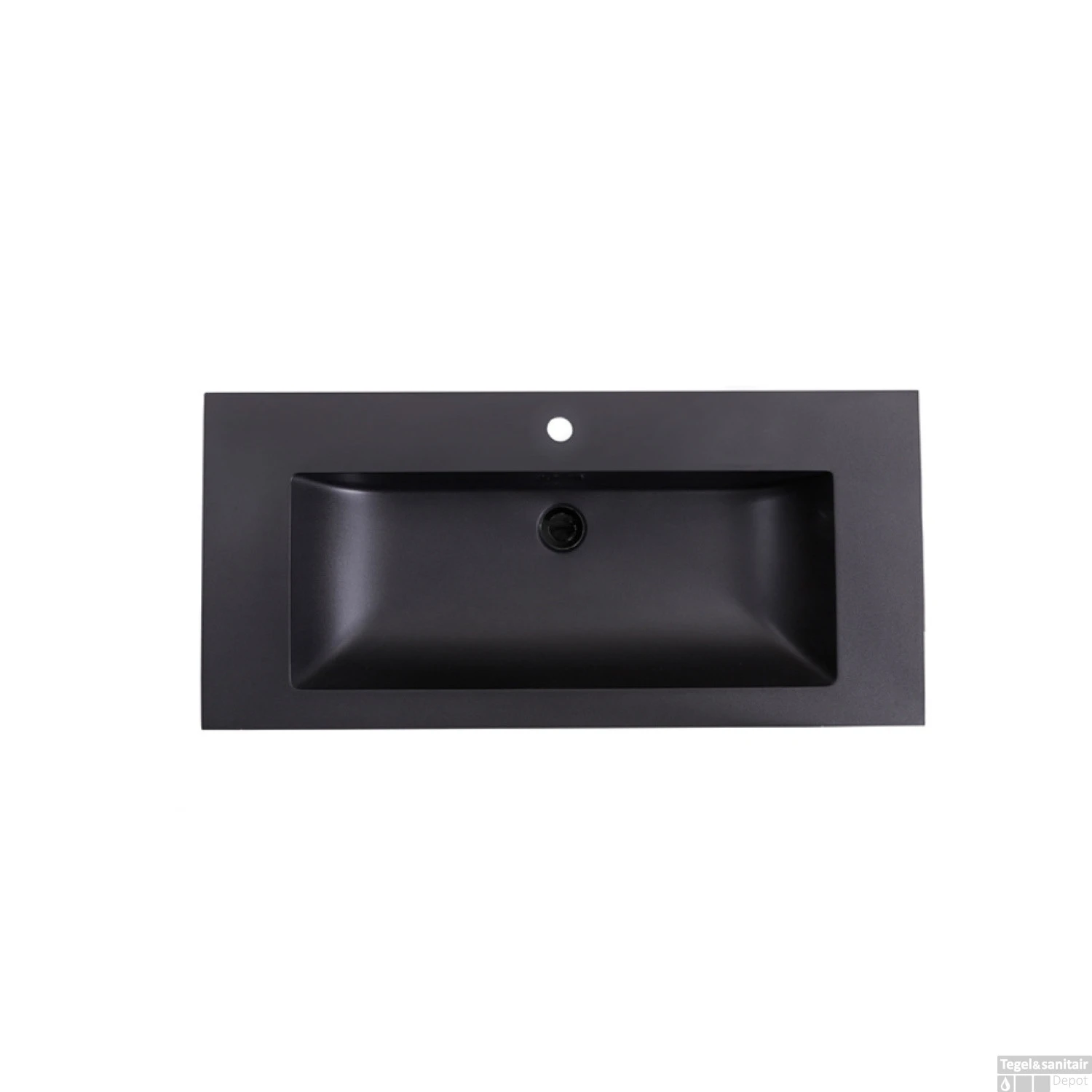 Wastafel Sanilux Quartz Classic 100x47x3 Cm Keramiek Mat Zwart (2 Kraangaten) 2 Wastafel Sanilux Quartz Classic 100x47x3 Cm Keramiek Mat Zwart (2 Kraangaten) - Afbeelding 2