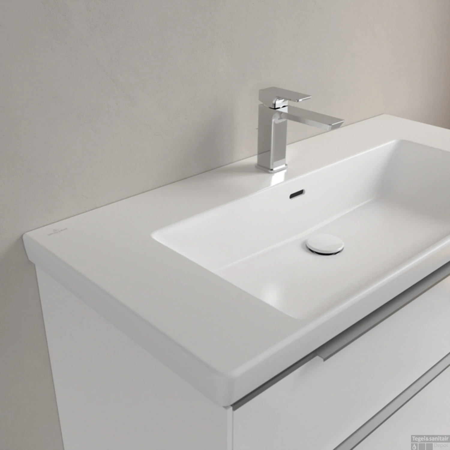 Wastafel Villeroy & Boch Subway 3.0 Met CeramicPlus 1 Kraangat Met Overloop 100x47x16.5 Cm Stone White 5 Wastafel Villeroy & Boch Subway 3.0 Met CeramicPlus 1 Kraangat Met Overloop 100x47x16.5 Cm Stone White - Afbeelding 5