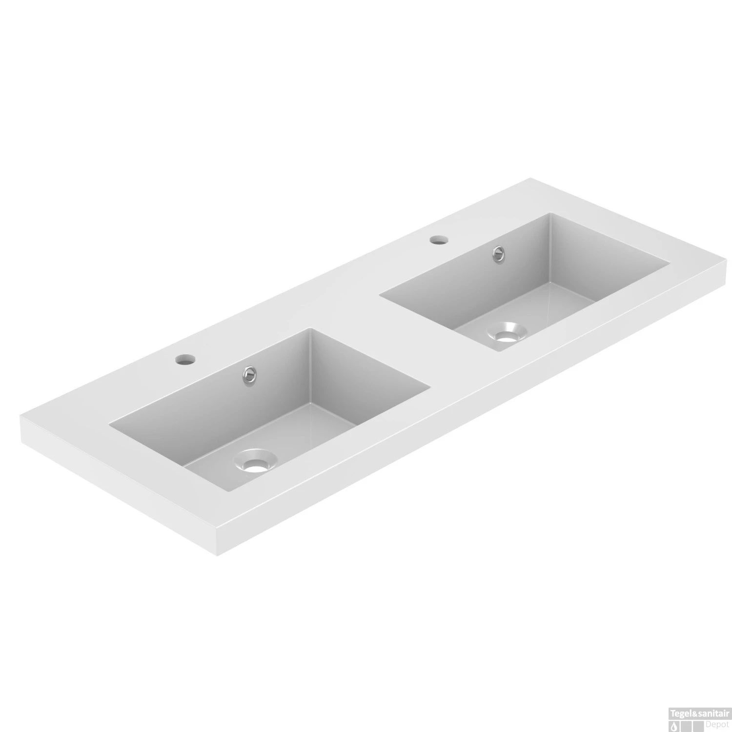Wastafel Allibert Kole 120,2x5x46,2 Cm Dubbel Mat Wit