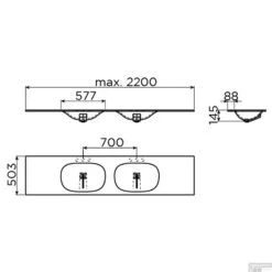 Wastafelblad Clou Hammock Dubbele Waskom Rechts 180cm Mat Wit -Duravit Verkoop wastafelblad clou hammock dubbele waskom rechts 180cm mat wit shop