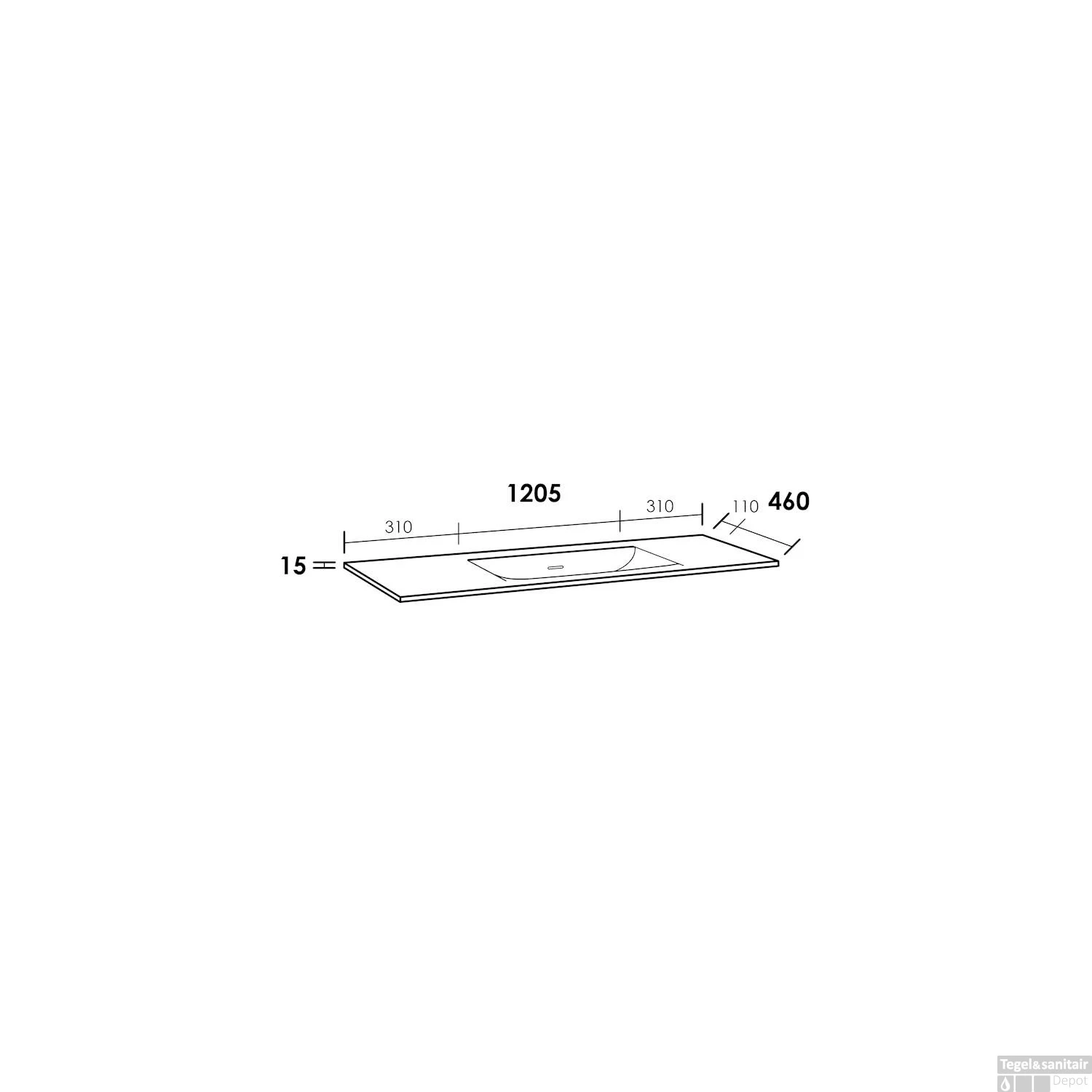 Wastafelblad Furiosa Glanzend 120-1 1 Kraangat 3 Wastafelblad Furiosa Glanzend 120-1 1 Kraangat - Afbeelding 3