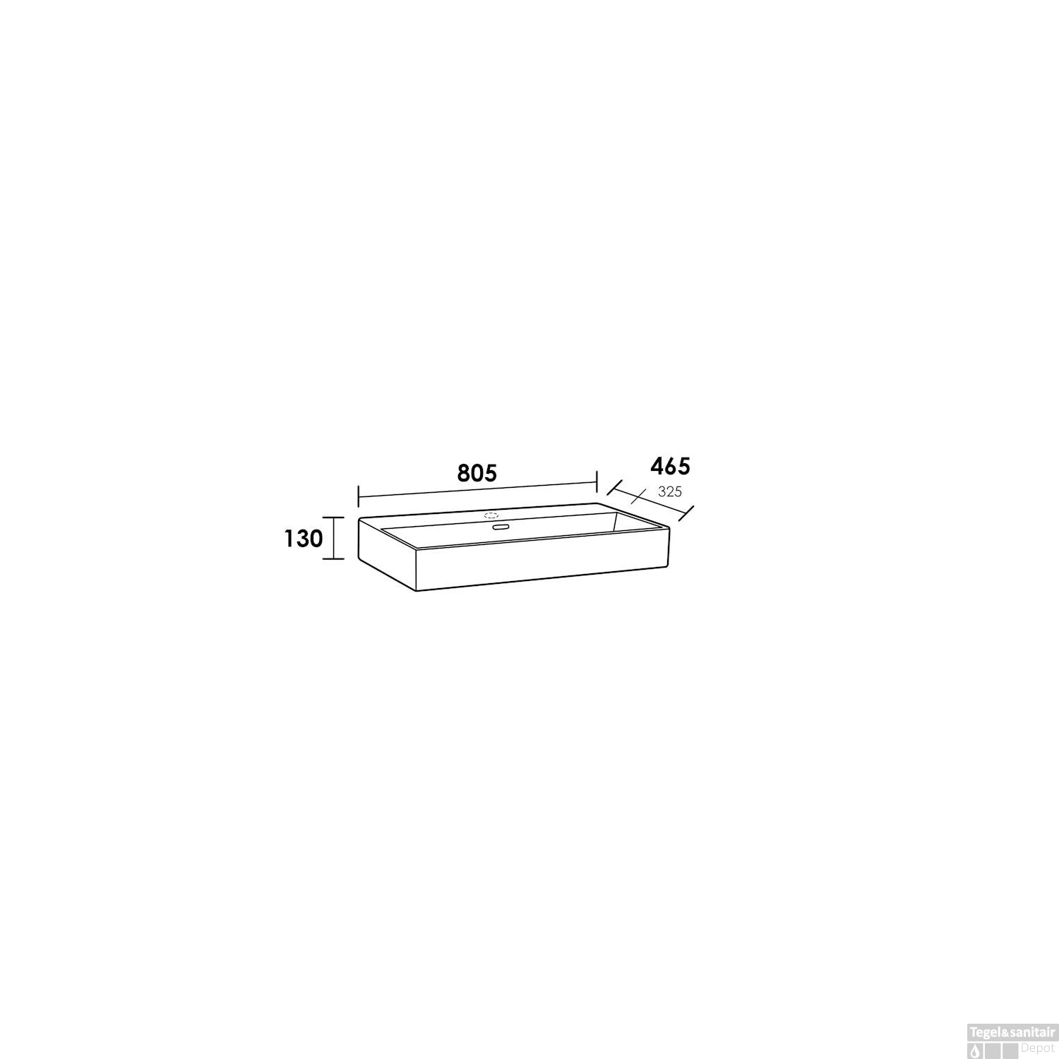 Wastafelblad Legend 80 0 Kraangaten Mat Zwart 3 Wastafelblad Legend 80 0 Kraangaten Mat Zwart - Afbeelding 3