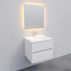 Badkamermeubel Solid Surface BWS Stockholm 60x46 Cm Mat Wit (met 1 Kraangat) -Duravit Verkoop white wall new s 0005