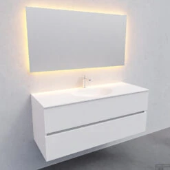 Badkamermeubel Solid Surface BWS Stockholm 120x46 Cm Midden Mat Wit (met 1 Kraangat) -Duravit Verkoop white wall new s 0028