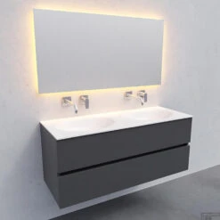 Badkamermeubel Solid Surface BWS Stockholm 120x46 Cm Dubbel Mat Antraciet (zonder Kraangaten) 9 Badkamermeubel Solid Surface BWS Stockholm 120x46 Cm Dubbel Mat Antraciet (zonder Kraangaten) -Duravit Verkoop white wall new s 0035