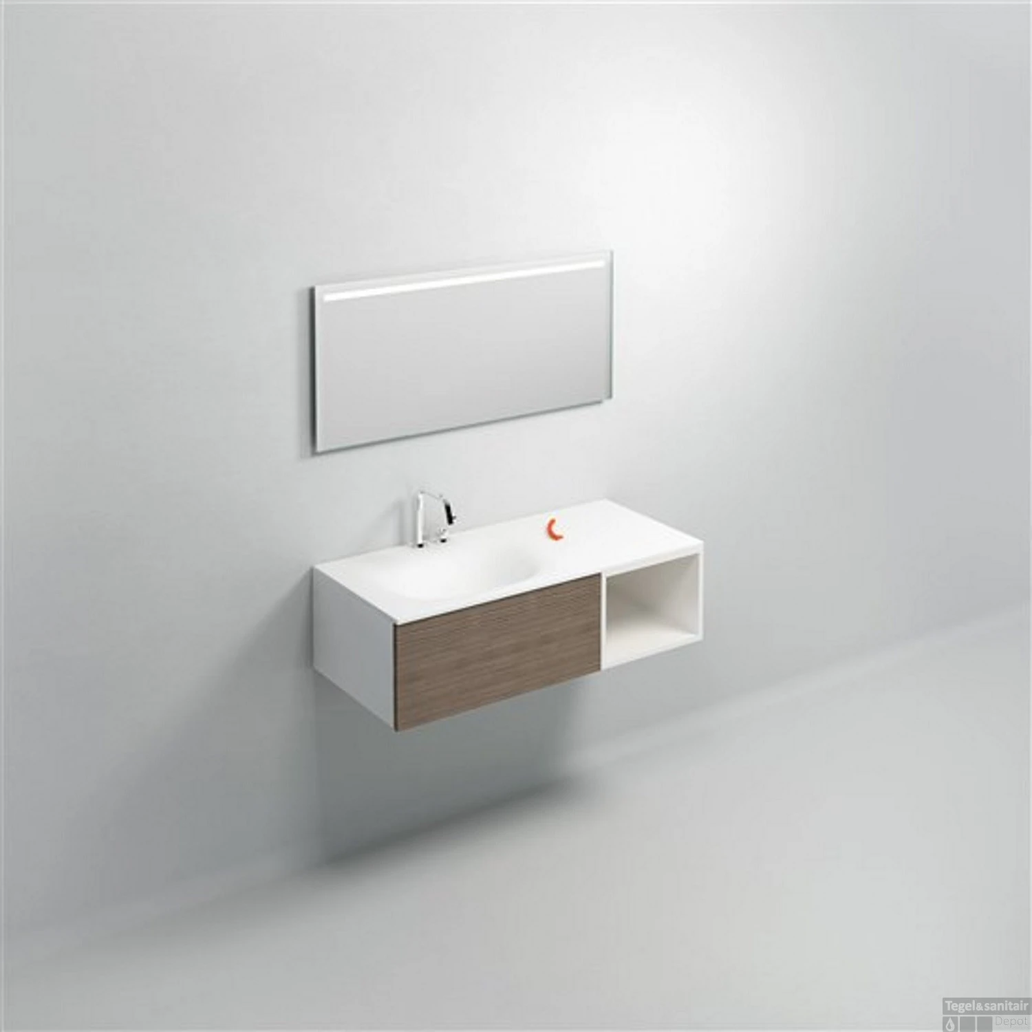 Tegeldepot Woonwinkel -Duravit Verkoop clou hammock wastafelblad enkele waskom links 110cm aluite sfeer